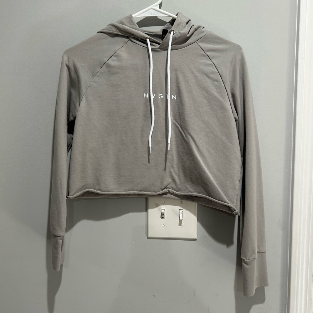 Gray NYGN Cropped Hoodie